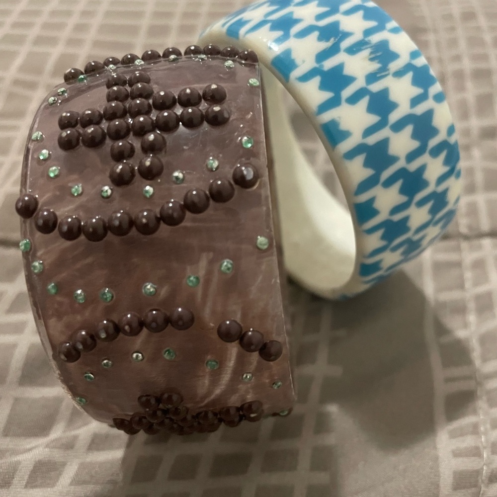 Vintage Brown And Blue Cross Patterned Bundle Ban… - image 3